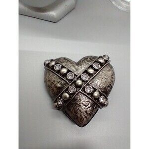 Badass Distressed Antiqued Silvered Heart rhinestone buckle Biker Rebel Sweet